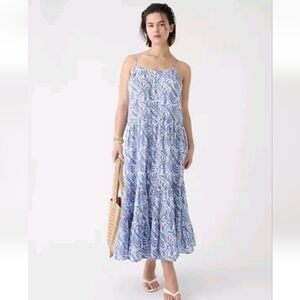 J. Crew Tiered Cotton Voile Shift Maxi Dress in Purple Paisley Size XL NWT
